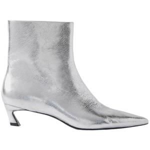 Mint Velvet Silver Leather Ankle Boots